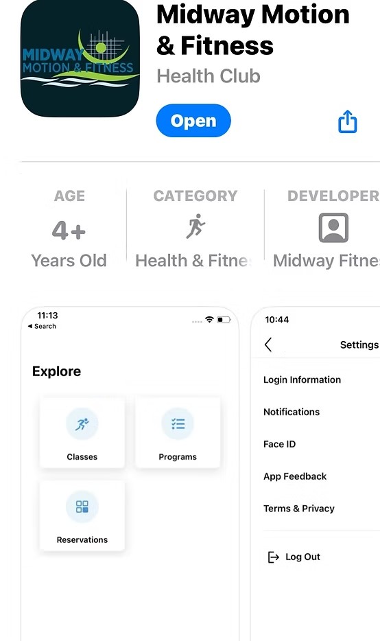 The Midway Motion & Fitness mobile app in the App Store